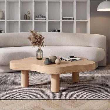 Imagem de Mesa De Centro Em Forma De Nuvem Mesa De Centro Irregular Mesa De Centro Moderna Em Forma De Nuvem De Madeira Maciça Mesa De Centro Baixa Para Sala De Estar Mesa D, Original Wood, 120x80x40cm