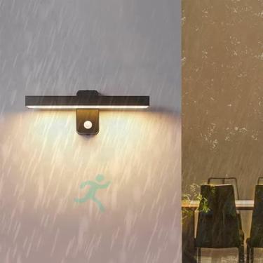 Imagem de Luzes de parede LED externas com sensor de movimento IP65 lâmpadas de parede à prova d'água 360° ajustáveis giratórias modernas arandelas de alumínio iluminação interna/externa para jardim da porta da