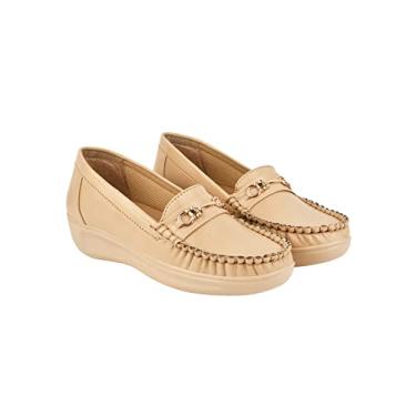 Imagem de Shoetopia Mocassins femininos sem cadarço, Bege, 3 UK
