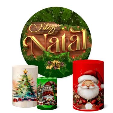 Imagem de Trio Capas Cilindro + Painel Sublimado Festa 1,50m Natal (K1NAT084)