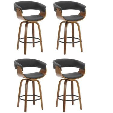 Imagem de Kit com 4 Banquetas Base Madeira Baixa Betim Preto