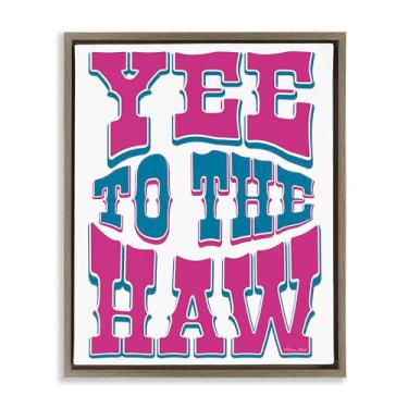 Imagem de Stupell Industries Yee To The Haw Typography Brown Framed Floater Canvas Wall Art Design por Susan Ball, 78 x 63 cm