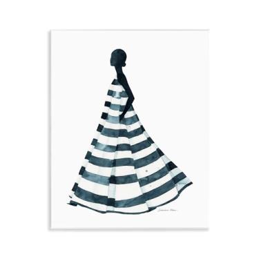 Imagem de Stupell Industries Design de arte de parede com vestido listrado azul por Simone Elum, 35,5 x 28,5 cm
