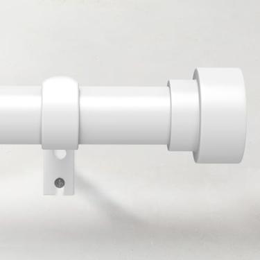 Imagem de Varões de cortina para janelas 28 a 48, varão de cortina branco ajustável de 2,5 cm, varões de cortina de estilo moderno para ambientes internos e externos com tampas de extremidade, tamanho 81 a 152