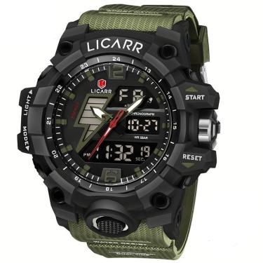 Imagem de Relógio Esportivo Masculino Com Cronógrafo Analógico Digital Duplo Display 50m À Prova Da Água Verde