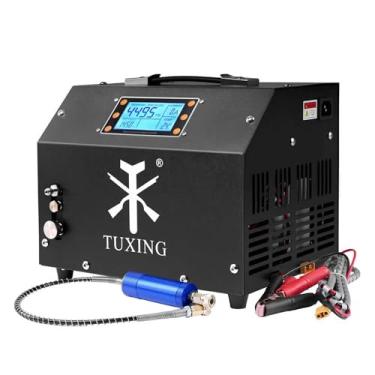 Imagem de TUXING Protable 4500Psi Compressor de Ar,Display LCD atualizado livre de óleo/água,adaptador de alimentação embutido (220V ou 12V bateria de carro),bomba para PCP Aifles Airguns e tanque de paintball