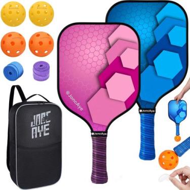 Imagem de Conjunto Pickleball JonCaye com 2 pás, bolas e estojo  Aplicativo USAP