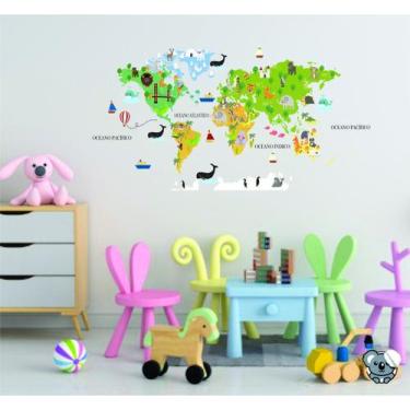 Imagem de Adesivo de Parede Mapa Mundi Infantil Safari Atlas Baby - Colakoala Ad