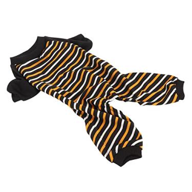Imagem de Generic Pijama Listrado para Filhotes, Roupas para Dormir de Poliéster para Cães, Cintura Elástica Flexível, Ajuste de Cachorro -quente (Xs)