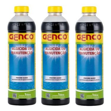 Imagem de Kit 03 Algicida Manutenção Piscina Previne Algas 1 L Genco