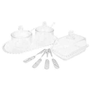 Imagem de Kit Cristal Completo: Travessa 30cm, Açucareiro, Meleira, Manteigueira e Espátulas Premium