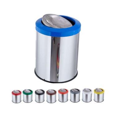 Imagem de Lixeira Inox Com Tampa Flip Top Basculante 15 Litros Lixo - CM Design,