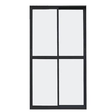 Imagem de Porta Sacada 2 Folhas Aliminio Preto C/Fechadura 2.10x1.20