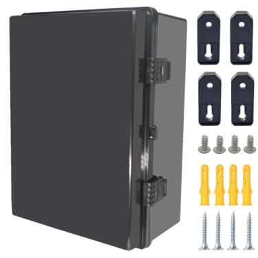 Imagem de Otdorpatio Caixa de junção, capa preta articulada IP67 à prova d'água ABS caixa de projeto com placa de montagem caixa elétrica com suporte de parede 15,7 x 11,8 x 6,7 polegadas (400 x 300 x 170 mm)