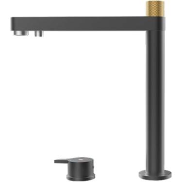 Imagem de Torneira De Cozinha De 3 Vias Torneira De água Potável Escovada 360 ° Torneira De Cozinha Giratória Da Janela Frontal 3 Em 1 Torneira Da Pia Da Cozinha, Black