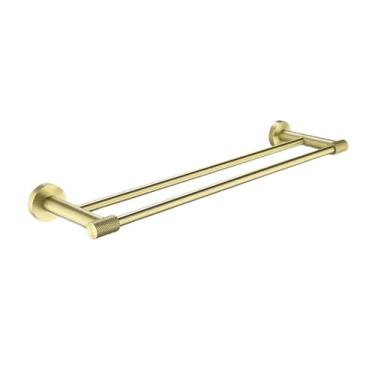 Imagem de Suporte de toalha de parede em aço inoxidável dourado escovado, suporte para papel higiênico, gancho para roupão, porta-copos, escova de vaso sanitário, acessórios de banheiro, suporte duplo para toa