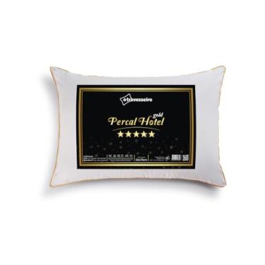 Imagem de Travesseiro Percal Hotel Gold Antialérgico 50x70cm Linha Hotel 5 Estrelas Alto e Firme Fibra Siliconada Lavável