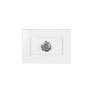 Imagem de Placa Para Móveis 65x45 Com Tomada Antena De Tv Margirius Sleek Para Cabo Coaxial Branca