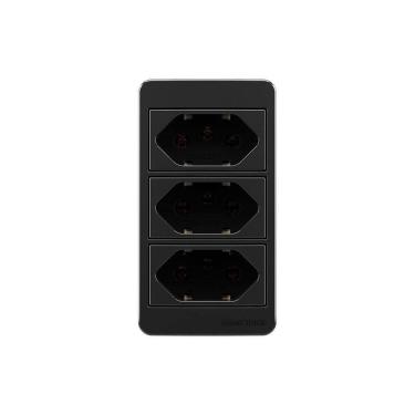 Imagem de Placa Para Condulete Caixa 3/4" Com Tomada Tripla Margirius Sleek 2p+t 20a Preto Ebony Preto