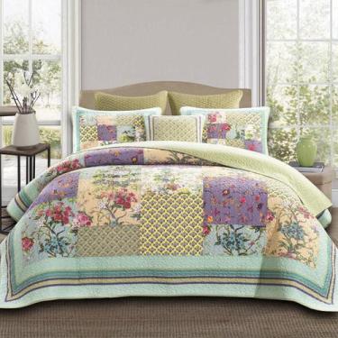 Imagem de Colcha de edredão YAYIDAY King Size 100% algodão reversível