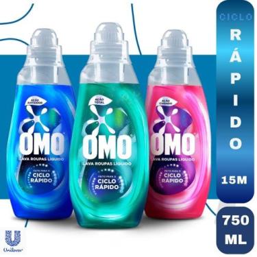 Imagem de Kit 3 Frascos Sabão Omo Líquido Ciclo Rápido Lava e Perfuma em 15 Minu