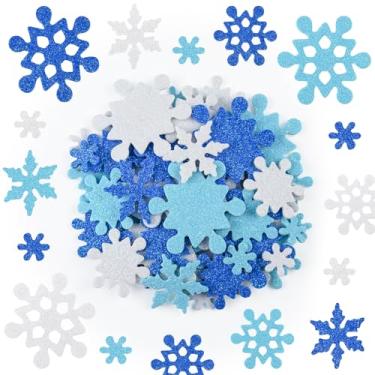 Imagem de TUPARKA 300 adesivos autoadesivos de espuma de floco de neve com glitter em forma de floco de neve cores mistas para decoração de casamento de Natal inverno e projetos de artesanato