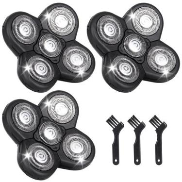 Imagem de Lâminas de reposição Shaver Head 5D para homens carecas, pacote com 3 