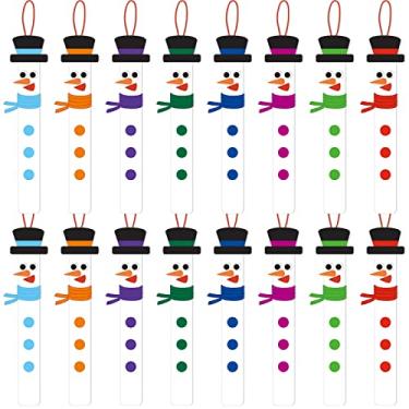 Imagem de Kathfly 96 conjuntos de enfeites de boneco de neve de Natal, kit de artesanato de Papai Noel, enfeites de Natal pendurados em madeira para crianças, inverno, Natal, férias, faça você mesmo, sala de