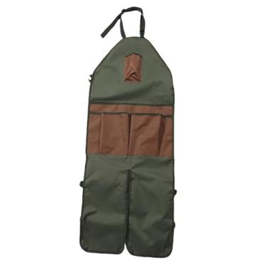 Imagem de AYNEFY Avental de Jardinagem, Longa Avental Equipado Com Seis Bolsos à Prova de água Projeto de Fivela Ajustável Aventais de Jardim para Jardinagem de Jardinagem Cuidados de (Verde com bolsos marrons)
