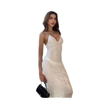 Imagem de Vestido Maxi Sem Costas Com Estampa De Borboleta Para Mulheres, Alças 