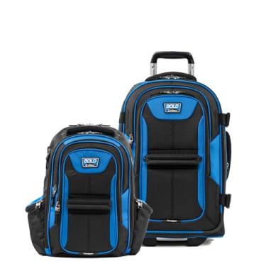 Imagem de Travelpro Bold Softside conjunto de 2 peças expansível 2 rodas verticais bagagem de mão/mochila azul/preto (conjunto de 2 peças, 17/22)