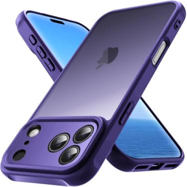 Imagem de Capa para iPhone 17 Pro Max, capa fina antiarranhões PC fosco translúcido e TPU flexível proteção à prova de choque 17ProMax Capa de telefone para Apple iPhone 17 Pro Max (roxa)