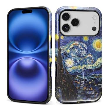 Imagem de Kapadiy Capa para iPhone 17 Pro, design de lua estrelada com proteção dupla híbrida de silicone rígido PC à prova de choque, capa protetora fina antiarranhões para homens e mulheres