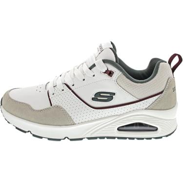 Imagem de Skechers Tênis masculino UNO Retro One, Castelo Branco Duraleather Camurça Verde Malha Castelo, 44 EU