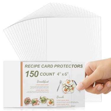 Imagem de Porta-cartão de receita – 150 capas protetoras de cartão de receita, capas de plástico à prova d'água e à prova de óleo para fichas, capas de porta-receitas, folhas protetoras de livro de receitas, 10