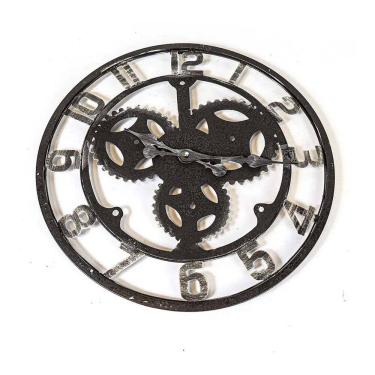 Imagem de Relógio De Parede 3D Industrial Preto Prata Europeu 48Cm