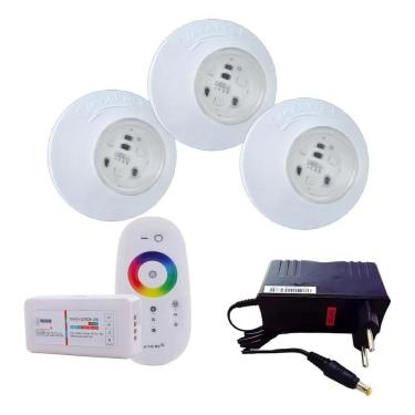 Imagem de 2X Kit 3 Led Para Piscina Smd Rgb 95Mm + Módulo E Fonte