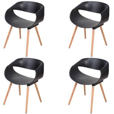 Imagem de Kit 4 Cadeiras Laís Anm8035f Anima Office Em Polipropileno Preto Base Em Madeira