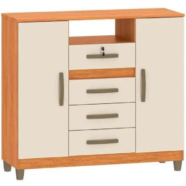 Imagem de Cômoda Angra 2 Portas 4 Gavetas Fellicci Cor Cinamomo Off White