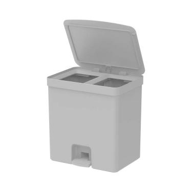 Imagem de Lixeira Pedal 20 Litros Duplo Compartimento Chumbo Preto Trium Ou Lx4250