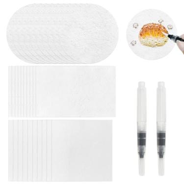 Imagem de Sekonow 30 folhas de papel de textura de espuma de tinta inchada mágica, tela de esponja de pintura de espuma 3D com 2 pincéis de água para artesanato DIY e materiais de arte, redondo + retângulo +