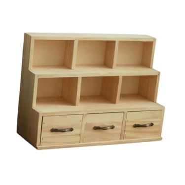 Imagem de IEUDNS Armário de armazenamento de madeira, organizador de mesa, porta-joias, versátil com gavetas, compartimento para quarto, espaço de trabalho, sala de, 3 Gaveta