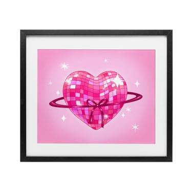 Imagem de Stupell Industries Disco Heart Planet Rings Impressão emoldurada preta sob vidro, design por Stephanie Sanchez, 13 x 16