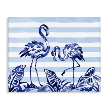 Imagem de Stupell Industries Arte de parede em tela de flamingos com pincelada índigo, design de Paul Brent, 61 x 76 cm