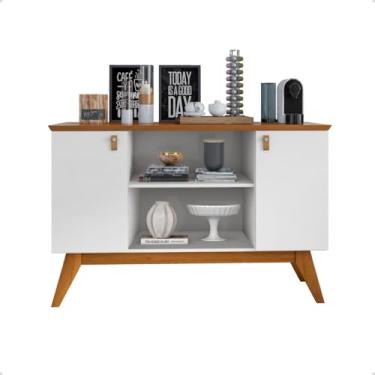 Imagem de Balcão Buffet Elegance New, peça sofisticada que combina estilo e funcionalidade para seu ambiente - Branco/Freijó