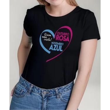 Imagem de Camiseta Camisa Algodão Feminina Masculina Adulto Campanha Outubro Ros
