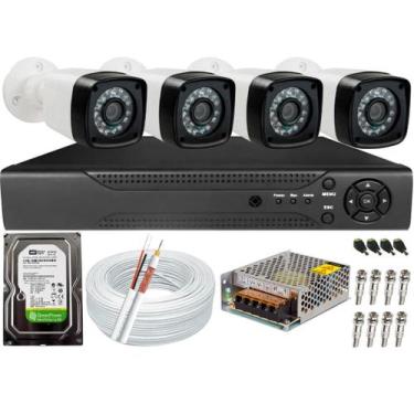Imagem de Kit Cftv 4 Câmeras Infravermelho Segurança 1080p 20m Dvr Full Hd 4 Can