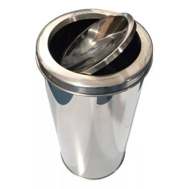 Imagem de Lixeira Inox 18 Litros Basculante Para Escritórios 24X40