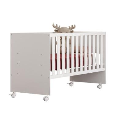 Imagem de Berço Reto com Rodízios Doce Sonho Branco - Qmovi