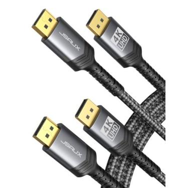Imagem de Cabo DisplayPort JSAUX 4K @60Hz 2K @165Hz 2K @144Hz 3m, pacote com 2
